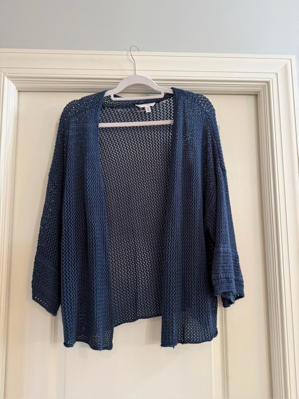 Time and Tru Open-Knit Denim Blue Cardigan
